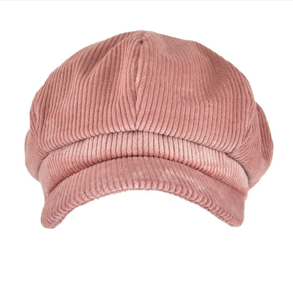 Corduroy Unisex Newsboy Pink Cap Hat w/ Visor Bill - Picture 2 of 7
